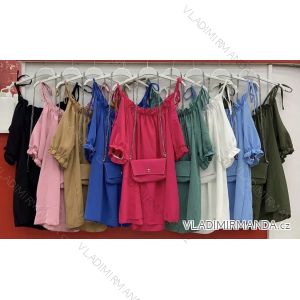 Kleid mit 3/4 Ärmeltasche für Damen (uni sl) ITALIAN Fashion IMWD20527
