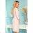 327-1 Elegantes Kleid mit Rüschen und Ausschnitt - Pastellrosa