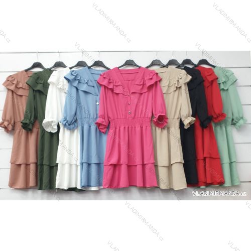 Šaty elegantní semišové dlouhý rukáv dámské (UNI S/L) ITALSKÁ MÓDA IMWA20873