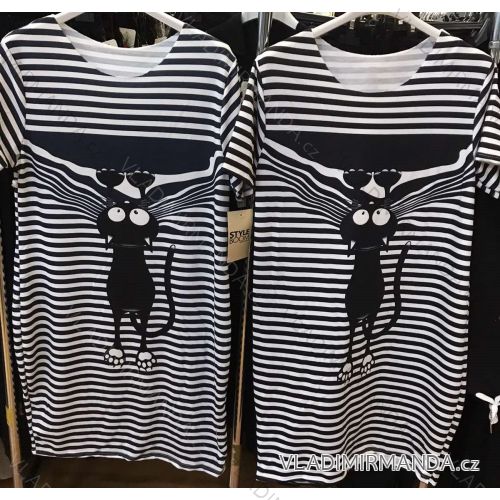 Šaty letní krátký rukáv proužek dámské (S/M/L ONE SIZE) ITALSKÁ MÓDA IM421205 S / M / L weiß-blau