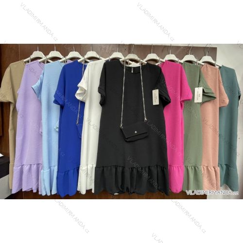 Kleid mit 3/4 Ärmeltasche für Damen (uni sl) ITALIAN Fashion IMWD20527