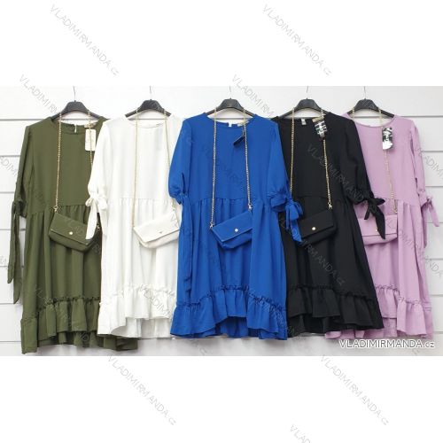 Kleid mit 3/4 Ärmeltasche für Damen (uni sl) ITALIAN Fashion IMWD20527