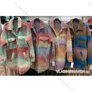 Kabát flaušový teplý dlouhý dámský (UNI S/M) ITALSKÁ MÓDA IMD20159