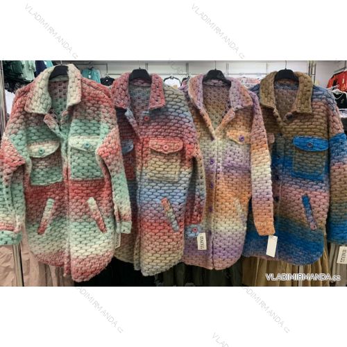 Kabát flaušový teplý dlouhý dámský (UNI S/M) ITALSKÁ MÓDA IMD20159