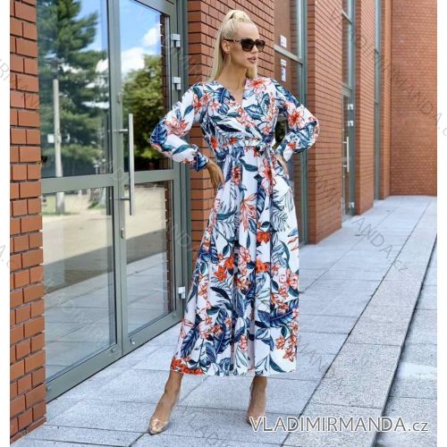 Sommerkleid Langarm geblümte Damen (UNI S / L) ITALIAN FASHION IMK20150