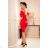 249-3 CASSIE - Kleid mit kurzen Ärmeln - rot