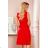 338-1 ELENA elegantes Kleid mit Ausschnitt und Falten - rot