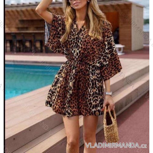 Sommer Langarm Blumenkleid mit Rüschen Frauen (UNI S / L) ITALIENISCHE MODE IMK20154