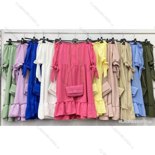 Kleid mit 3/4 Ärmeltasche für Damen (uni sl) ITALIAN Fashion IMWD20527