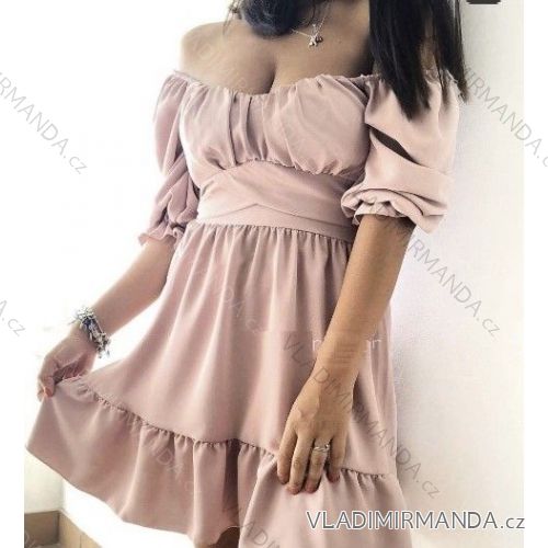 Kleid mit 3/4 Ärmeltasche für Damen (uni sl) ITALIAN Fashion IMWD20527
