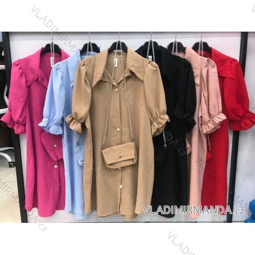 Kleid mit 3/4 Ärmeltasche für Damen (uni sl) ITALIAN Fashion IMWD20527