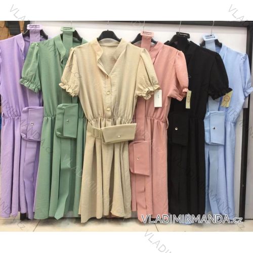Kleid mit 3/4 Ärmeltasche für Damen (uni sl) ITALIAN Fashion IMWD20527