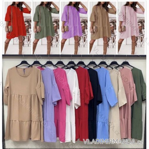 Sommerkleid Langarm geblümte Damen (UNI S / L) ITALIAN FASHION IMK20150