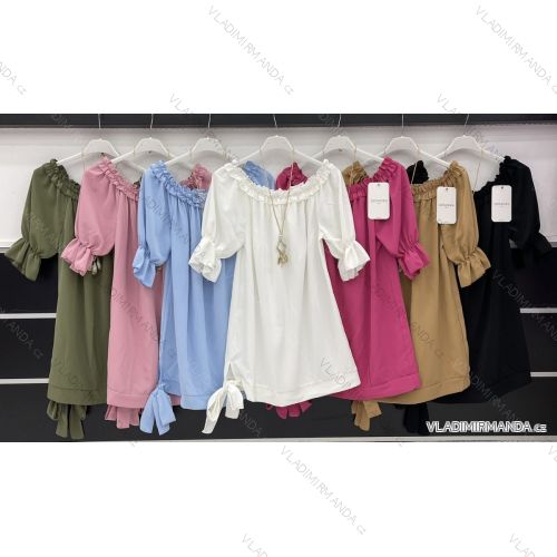 Kleid mit 3/4 Ärmeltasche für Damen (uni sl) ITALIAN Fashion IMWD20527