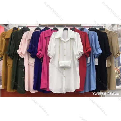 Kleid mit 3/4 Ärmeltasche für Damen (uni sl) ITALIAN Fashion IMWD20527