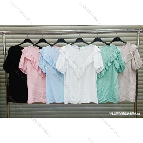 Hemdbluse kurz 3/4 Ärmel Spitze Damen (UNI SL) ITALIENISCHE MODE IM13014