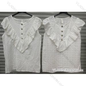Hemdbluse kurz 3/4 Ärmel Spitze Damen (UNI SL) ITALIENISCHE MODE IM13014
