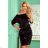 13-129 Sportkleid mit Bindung und Taschen - Velours - Schwarz