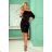 13-129 Sportkleid mit Bindung und Taschen - Velours - Schwarz