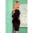 13-129 Sportkleid mit Bindung und Taschen - Velours - Schwarz