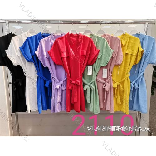 Elegantes kurzärmeliges Damenkleid (uni s-m) ITALIAN FASHION IM920148