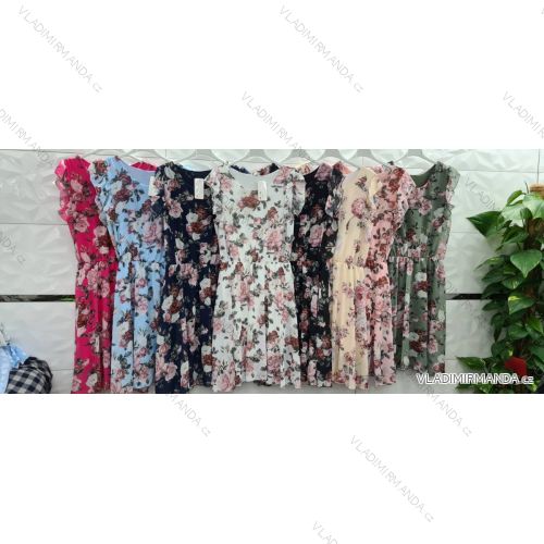 Elegantes kurzärmeliges Damenkleid (uni s-m) ITALIAN FASHION IM920148