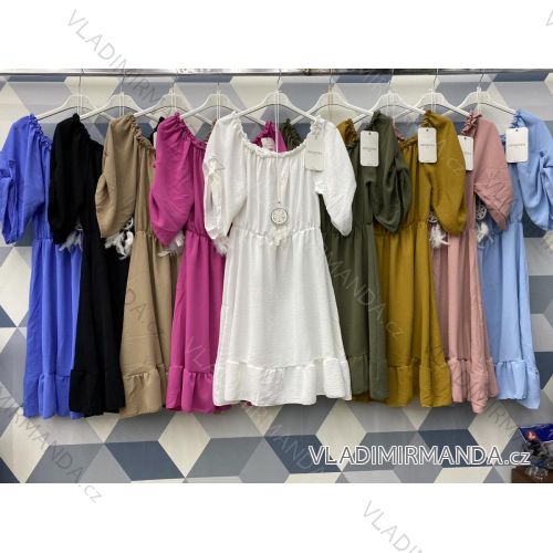 Elegantes kurzärmeliges Damenkleid (uni s-m) ITALIAN FASHION IM920148