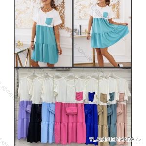 Elegantes kurzärmeliges Damenkleid (uni s-m) ITALIAN FASHION IM920148