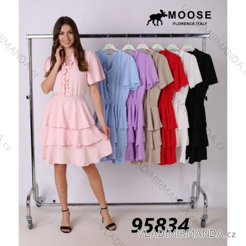 Elegantes kurzärmeliges Damenkleid (uni s-m) ITALIAN FASHION IM920148