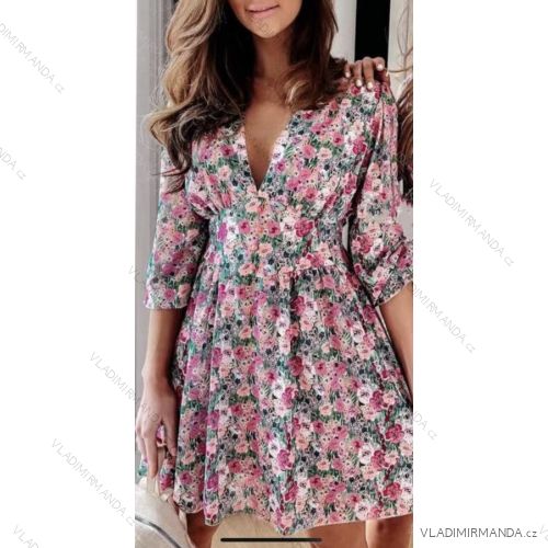 Kleid mit 3/4 Ärmeltasche für Damen (uni sl) ITALIAN Fashion IMWD20527