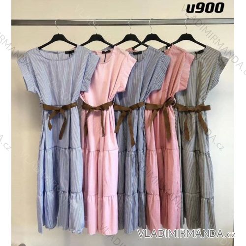 Šaty krátký rukáv proužek dámské (S/M ONE SIZE) ITALSKÁ MÓDA IMM21576