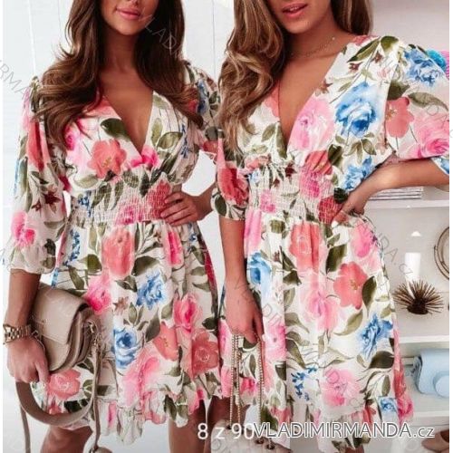 Kurzarm-Sommerkleid für Damen (UNI S-M) ITALIAN FASHION IMM20318