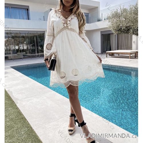 Kleid mit 3/4 Ärmeltasche für Damen (uni sl) ITALIAN Fashion IM3181746