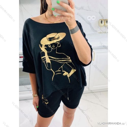 Set Hoodie Langarm und Jogginghose 3/4 kurze Frauen (UNI S / L) TURKISH FASHION IMK20141