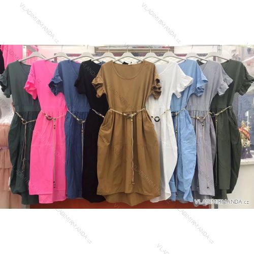 Kleid mit 3/4 Ärmeltasche für Damen (uni sl) ITALIAN Fashion IMWD20527