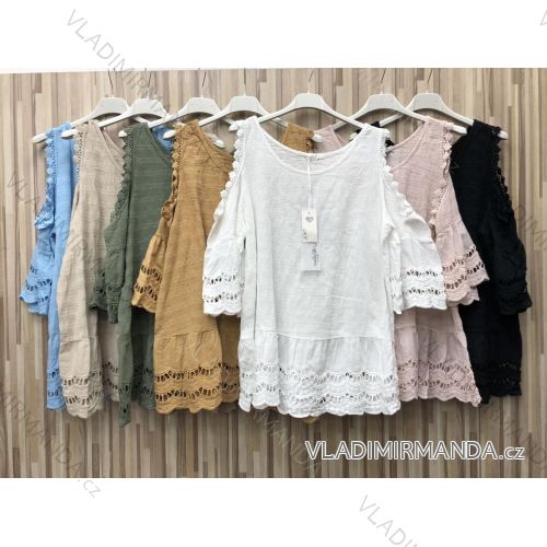 T-Shirt elegante Langarm Frauen (S / M ONE SIZE) ITALIENISCHE MODE IMWK21008