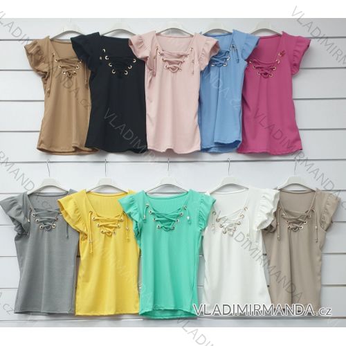 T-Shirt Kurzarm Frauen (UNI S / L) ITALIENISCHE MODE IMK20128