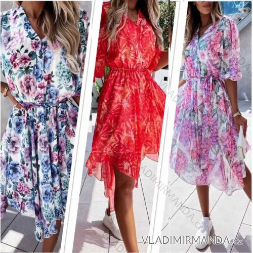 Šaty košilové 3/4 rukáv dámské tenké (uni s-l) ITALSKá MóDA IMWD200100