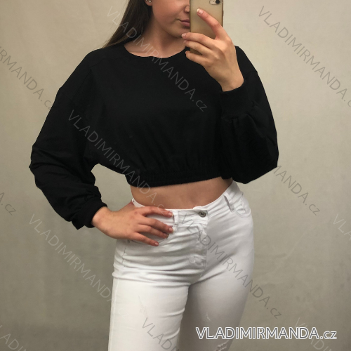 Bluse Langarm mit Rüschen Frauen (UNI S / L) ITALIAN FASHION IMK20159