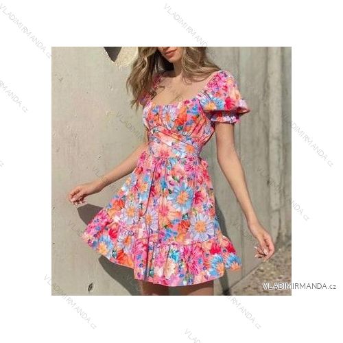 Kurzarm-Sommerkleid für Damen (UNI S-M) ITALIAN FASHION IMM20318