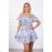 Kleid mit nackten Schultern in Minzblüten