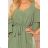 292-6 MARINA dünnes Kleid mit Ausschnitt - olivfarben