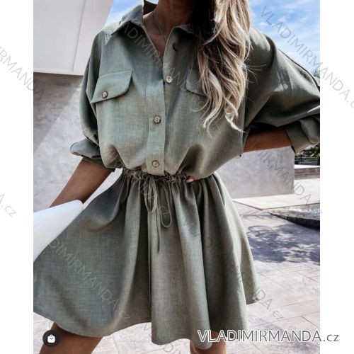 Kleid mit 3/4 Ärmeltasche für Damen (uni sl) ITALIAN Fashion IMWD20527