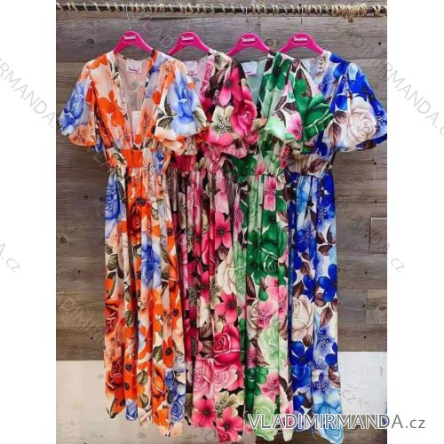 Elegantes kurzärmeliges Damenkleid (uni s-m) ITALIAN FASHION IM920148