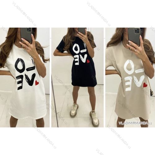 Kleid mit 3/4 Ärmeltasche für Damen (uni sl) ITALIAN Fashion IMWD20527 S / M weiß