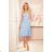 311-8 LILA Faltenkleid mit kurzen Ärmeln - hellblau