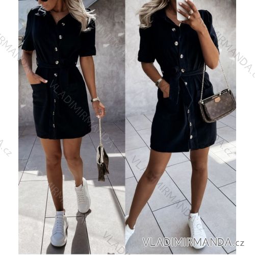 Kleid mit Knöpfen und geknöpften Damen (uni s-m) ITALIAN FASHION IM2203948