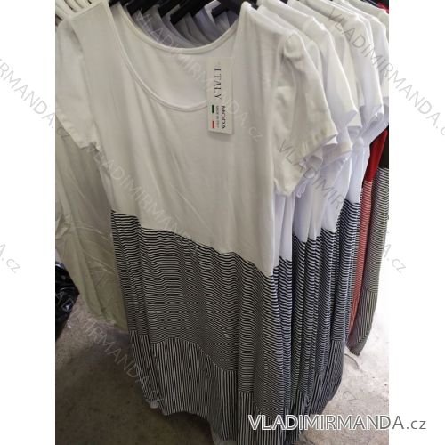 Kleid Kurzarm langen Sommerstreifen Damen (uni sl) ITALIENISCHE MODA IM718227