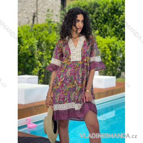 Bluse 3/4 Ärmel mit Knöpfen (uni sl) ITALIENISCHE Mode IMM20206