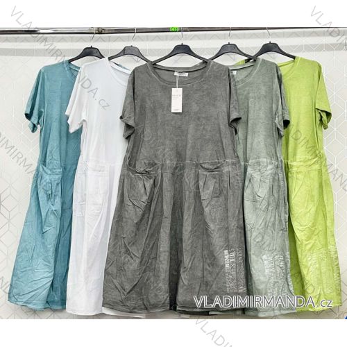Kleid mit 3/4 Ärmeltasche für Damen (uni sl) ITALIAN Fashion IMWD20527